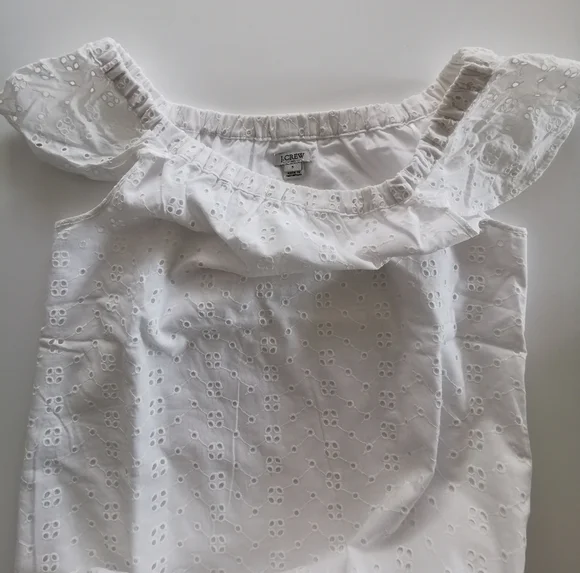 J. Crew White Cotton Eyelet Cap Shoulder Strap Detail Mini Dress - Picture 4 of 6